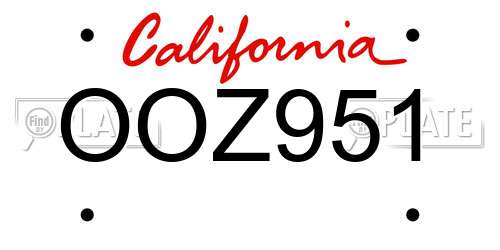 OOZ951 California License Plate