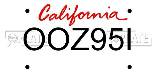 OOZ95I California License Plate