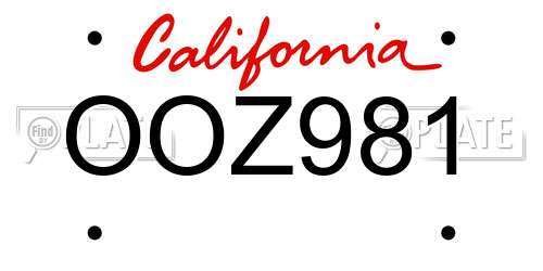 OOZ981 California License Plate