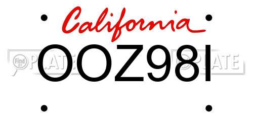 OOZ98I California License Plate