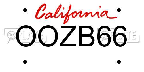 OOZB66 California License Plate