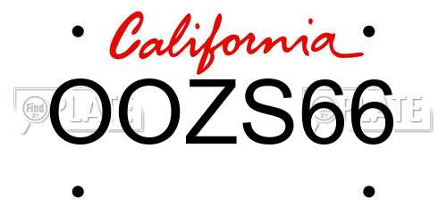 OOZS66 California License Plate