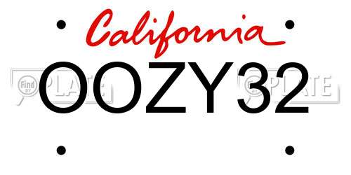 OOZY32 California License Plate