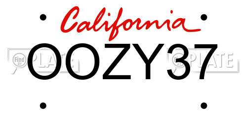 OOZY37 California License Plate