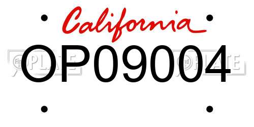 OP09004 California License Plate