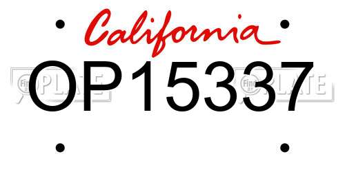 OP15337 California License Plate