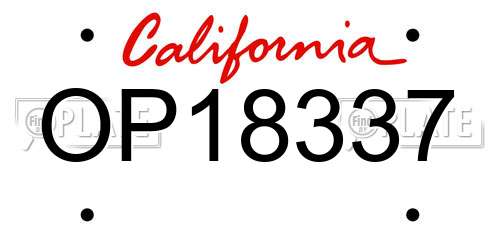 OP18337 California License Plate