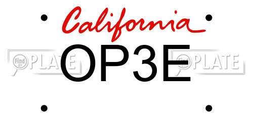OP3E California License Plate