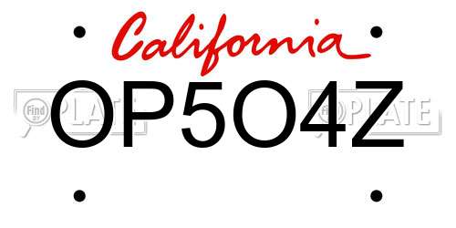 OP5O4Z California License Plate