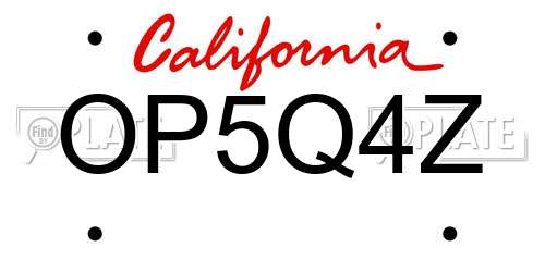 OP5Q4Z California License Plate