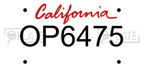 OP6475 California License Plate