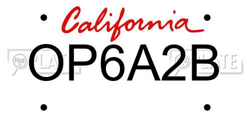 OP6A2B California License Plate