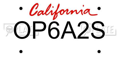 OP6A2S California License Plate