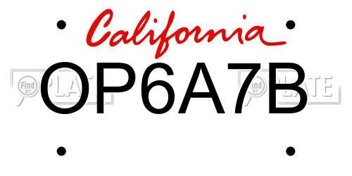 OP6A7B California License Plate