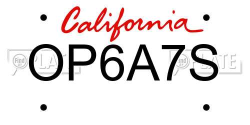 OP6A7S California License Plate