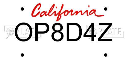 OP8D4Z California License Plate
