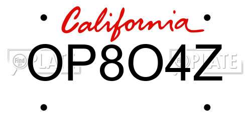 OP8O4Z California License Plate
