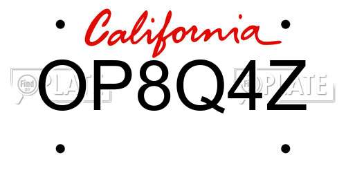 OP8Q4Z California License Plate
