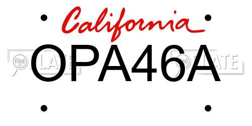 OPA46A California License Plate