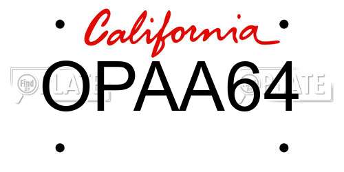 OPAA64 California License Plate