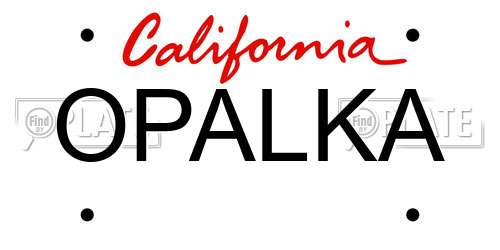 OPALKA California License Plate