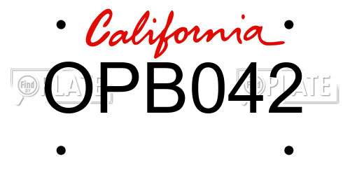 OPB042 California License Plate