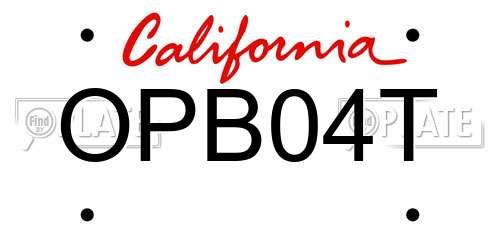 OPB04T California License Plate