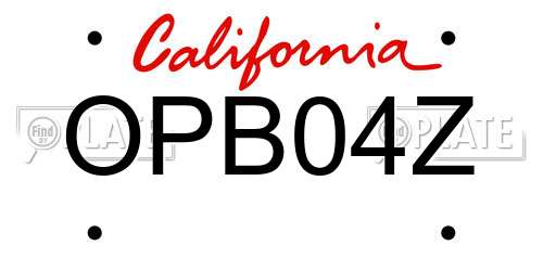OPB04Z California License Plate