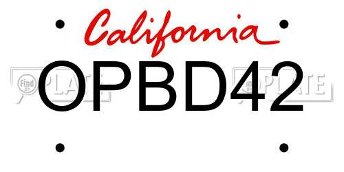 OPBD42 California License Plate