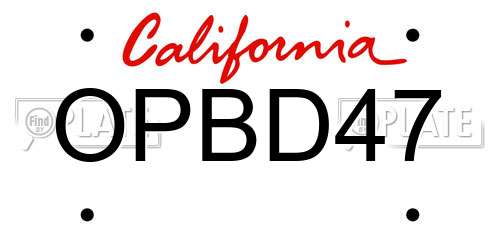 OPBD47 California License Plate
