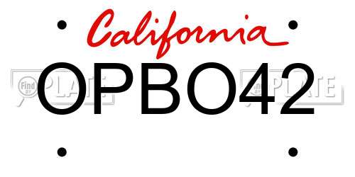 OPBO42 California License Plate