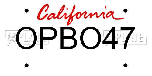 OPBO47 California License Plate