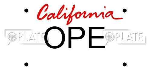 OPE California License Plate