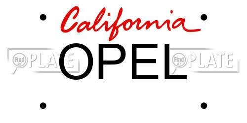 OPEL California License Plate