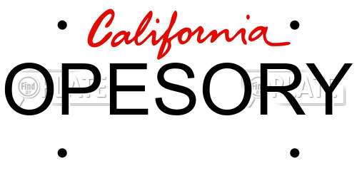 OPESORY California License Plate