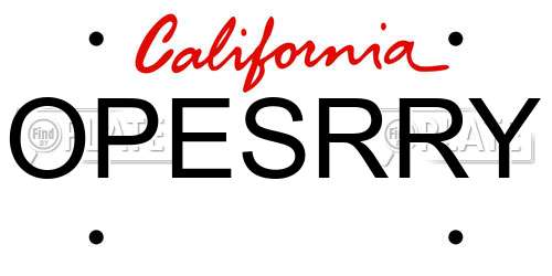 OPESRRY California License Plate
