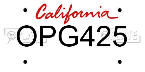 OPG425 California License Plate