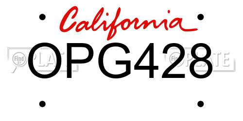 OPG428 California License Plate