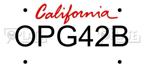 OPG42B California License Plate