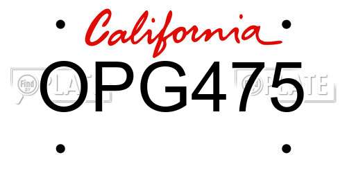 OPG475 California License Plate