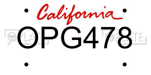 OPG478 California License Plate