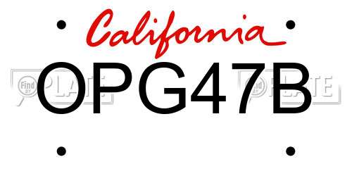 OPG47B California License Plate