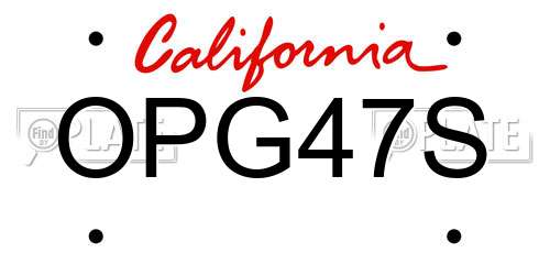 OPG47S California License Plate