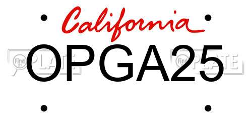 OPGA25 California License Plate