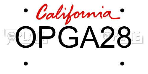 OPGA28 California License Plate