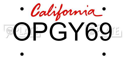 OPGY69 California License Plate