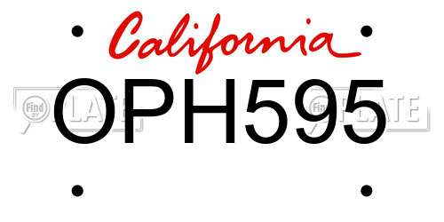 OPH595 California License Plate