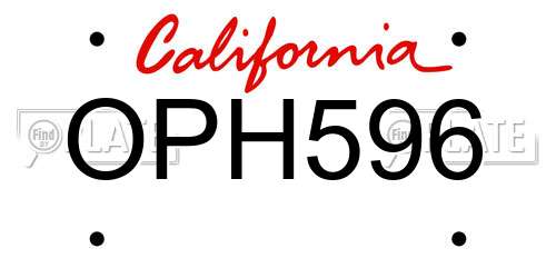 OPH596 California License Plate