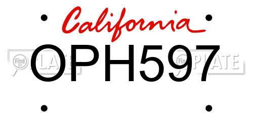OPH597 California License Plate