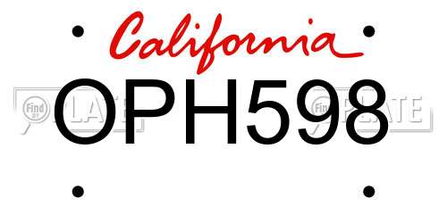 OPH598 California License Plate